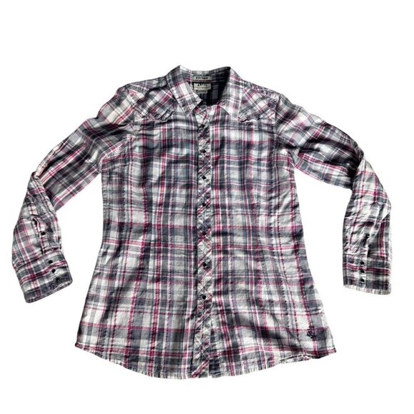 Ariat Women's Sz L Fitted Snap Front Western Shirt Embroidered Embellished Back - Picture 11 of 11